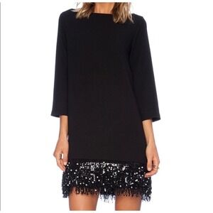Kate Spade New York Sequin Fringe‎ Mini Dress Black Size 8 Shift Dress EUC